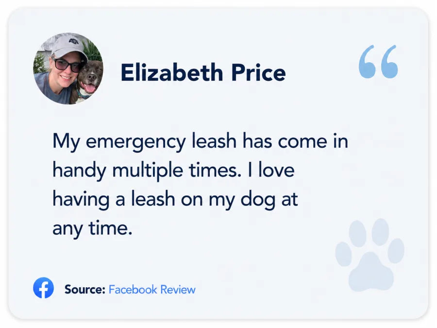 Elizabeth Price on Facebook: My emergency leash has come in handy multiple times. I love having a leash on my dog at any time.