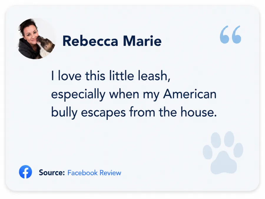 Rebecca Marie on Facebook: I love this little leash, especially when my American bully escapes from the house.